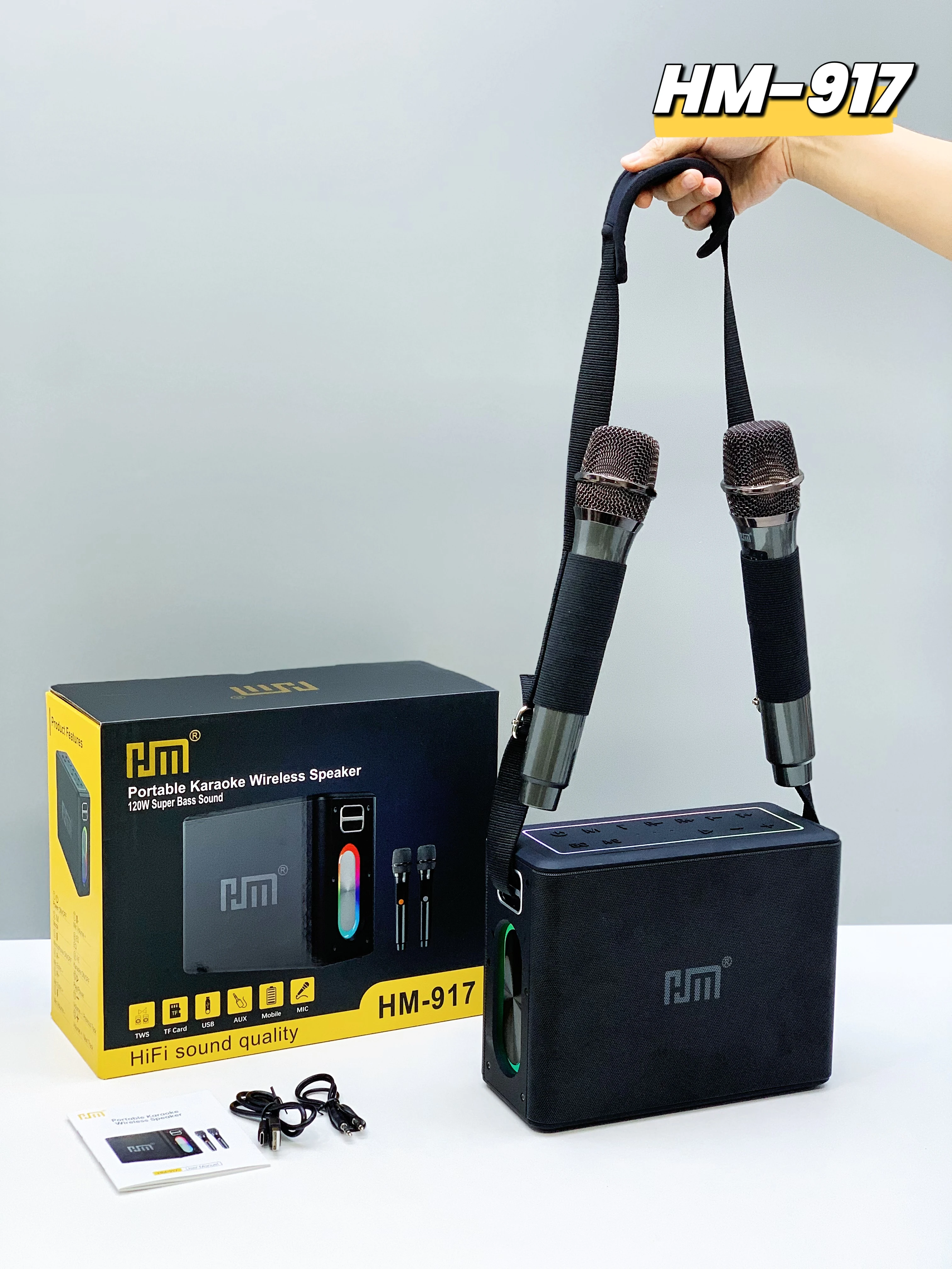 HM-917 Waterproof Bluetooth Speaker - Portable 120W Subwoofer for