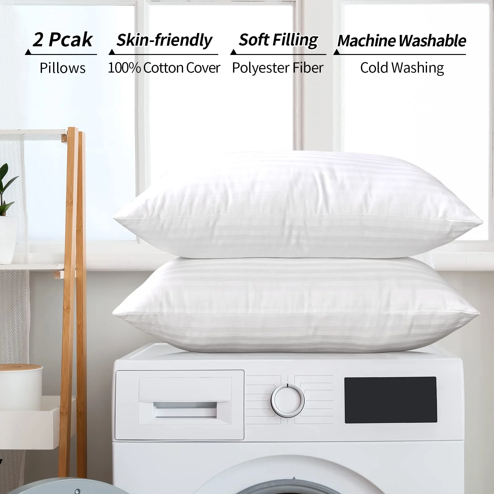 OEKO-TEX Standard 100 2-Pack King Size Hotel Pillows