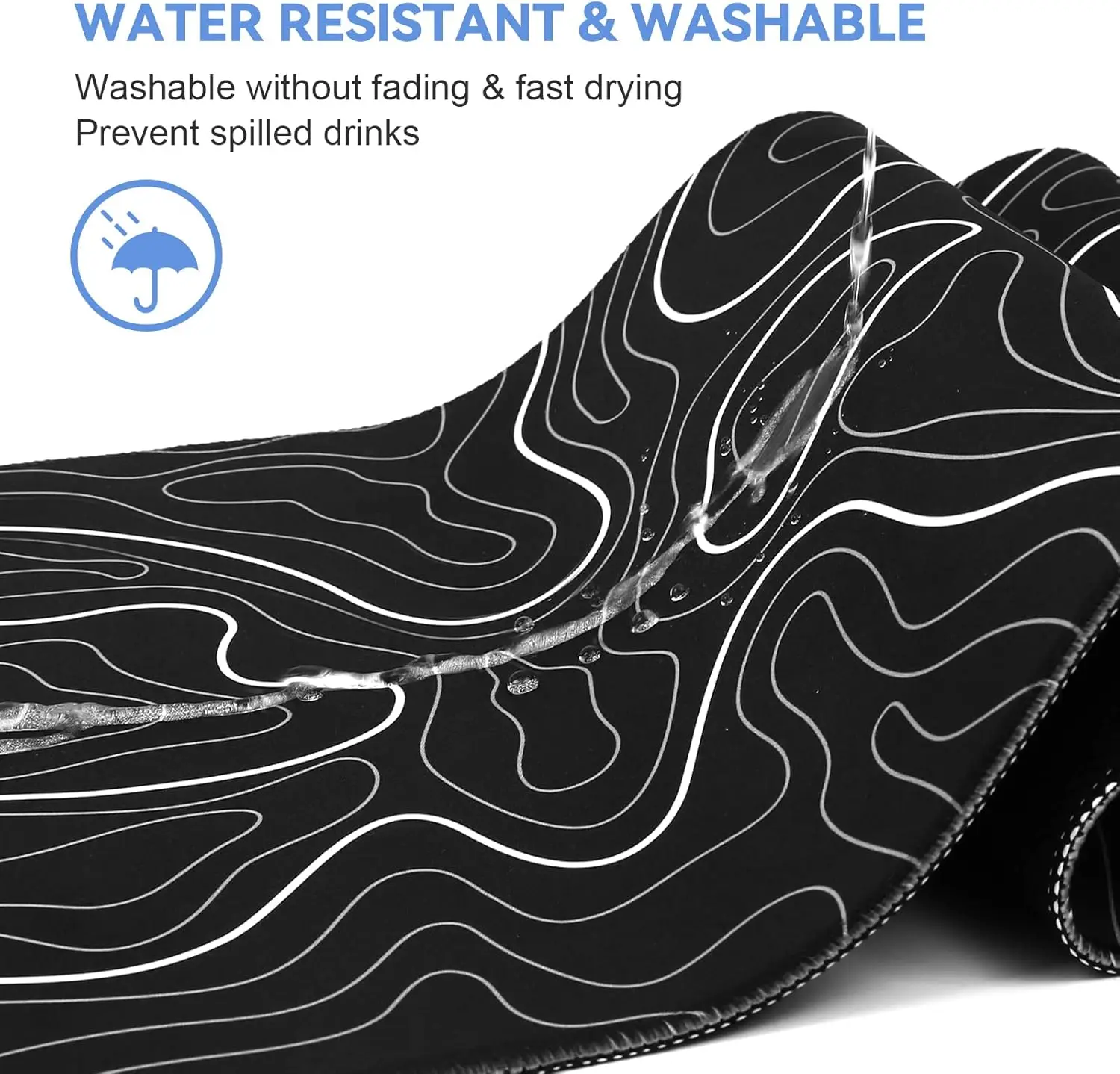 800 300mm Large Gaming Mouse Pad with Anti-Slip Rubber Base Black & White Topographic Li aperçu 5