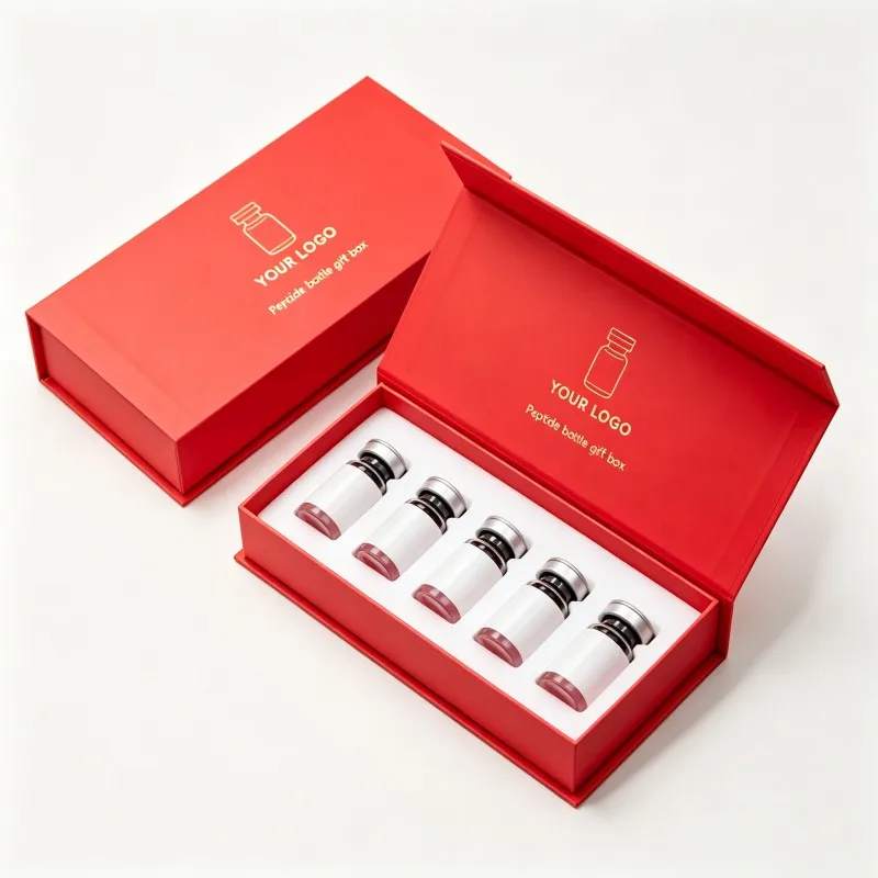 Boîtes d’emballage personnalisées pour peptides, boîte en carton rigide pour fioles de peptides avec fermeture magnétique et insert protecteur en EVA, emballage pour flacons de 3 ml / 10 ml