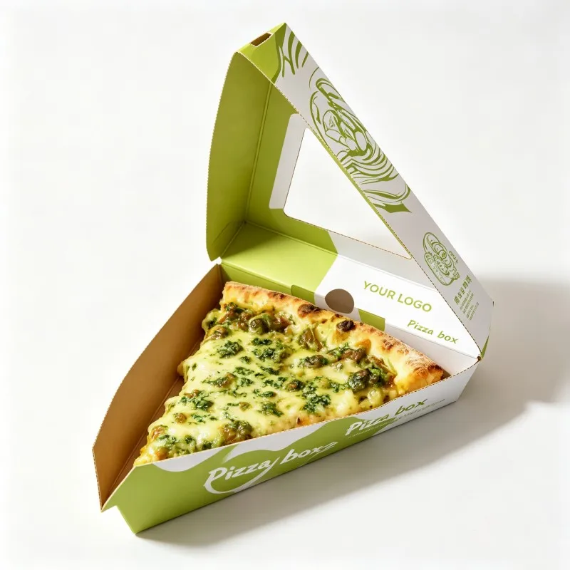 Großhandels-Pizzakarton aus Papier mit Sichtfenster, lebensmittelechter Papierverpackungskarton, Snack-Verpackungskarton, individuell anpassbarer Pizzascheiben-Verpackungskarton