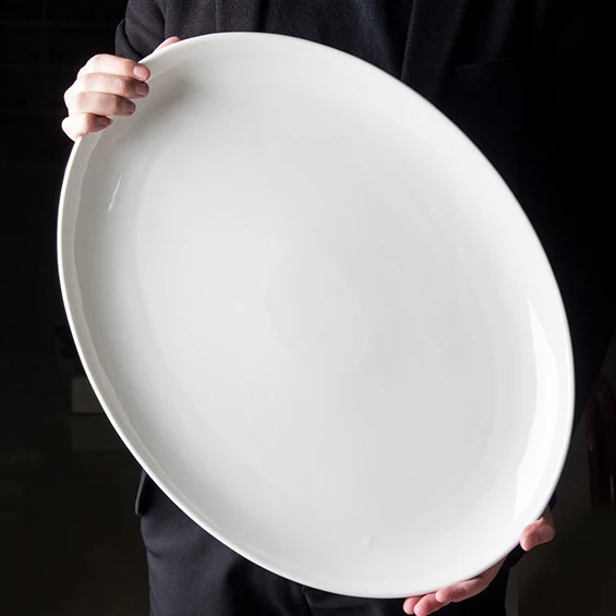 Round Oval Large Plate Cutlery Ceramic Fish Pizza Soup Breakable Wholesale Ceramic Plates Bulk