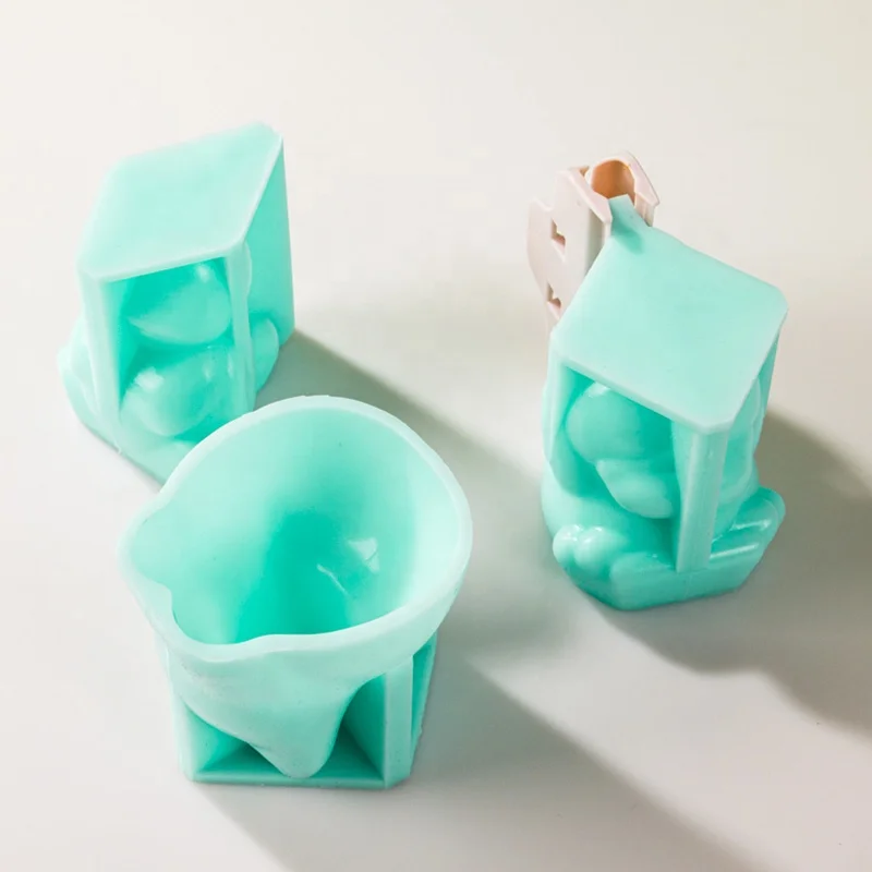 Stampo Per Ghiaccio A Forma Di Gatto In Silicone Con Coperchio E Imbuto – 4 Cubetti 3D