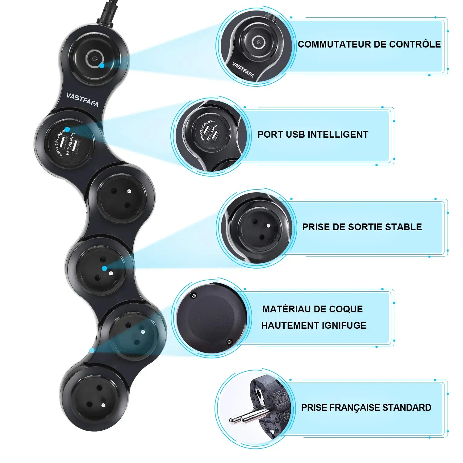 New Design Travel Smart Appliance Surge Protector Power Strip for