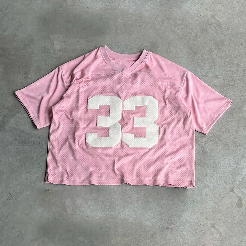 Custom V Neck Quick Dry Heavyweight Boxy Puff Printing T Shirts Mesh Soccer Baseball Basketball Football Jersey T-shirts for Men