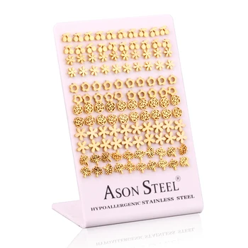 Ason Wholesale Cheap Factory Price Stud Earrings Stainless Steel Custom Engraved Shape Earring Jewelry for Women Girls