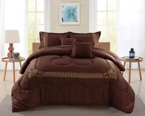 Wholesale 6pcs or 8pcs Brushed Polyester Disperse Print Bed in a Bag Comforter Set Duvet with Fitted Sheet Set