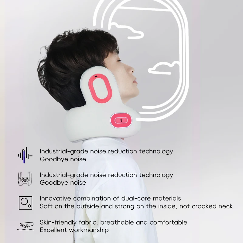 Factory New Design Rechargeable Neck Massage Pillow Neck Wrap Red Light Hot Compress Heating Vibrating Neck Massager