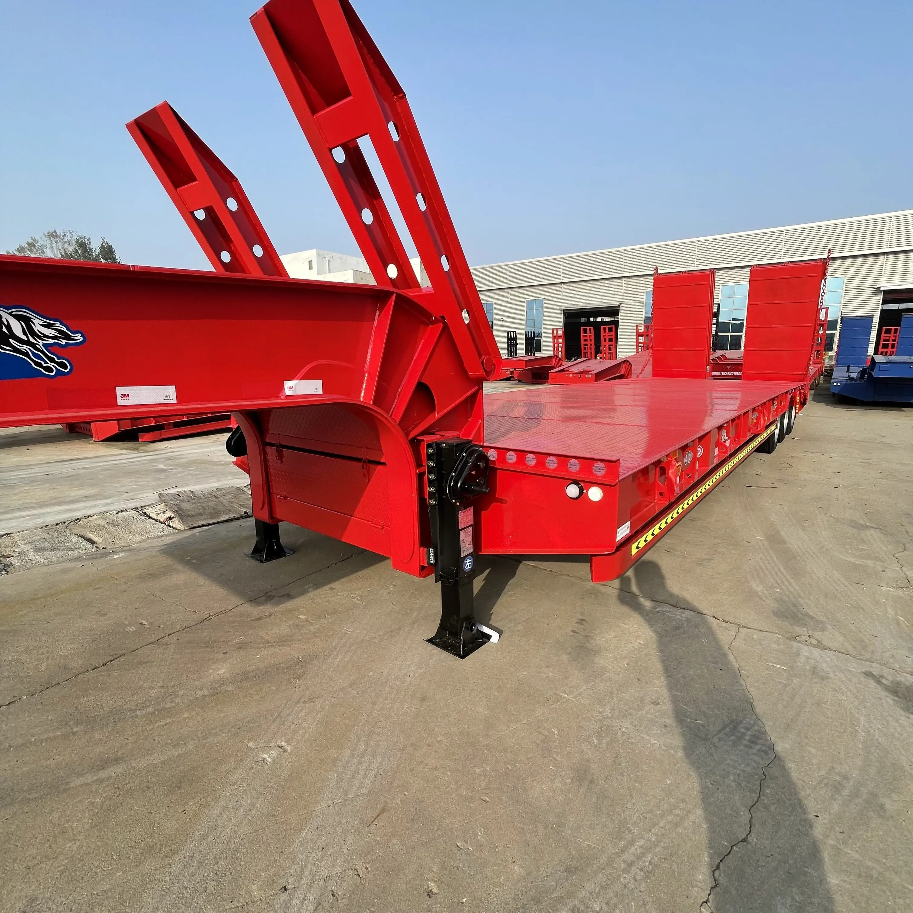 Gooseneck Lowboy 3-осевой прицеп с наклонным скольжением стандартная низкая кровать грузовик