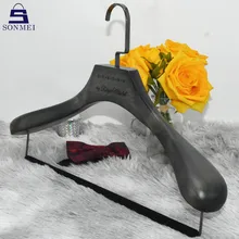 Engraved logo Adult Garment Suit Beech Wooden Cloths Hanger for Shops