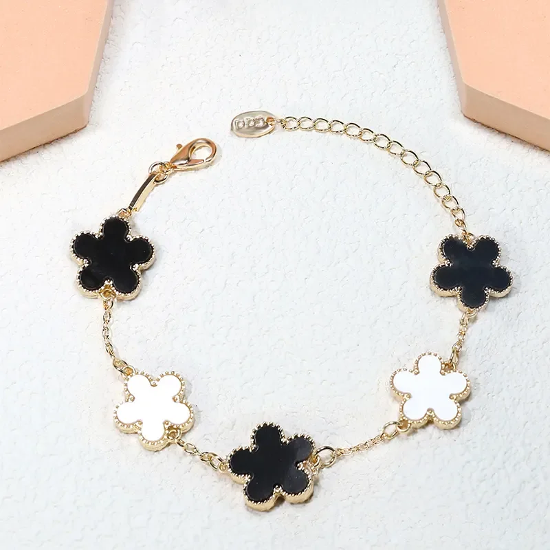 Jewelry, Four Leaf Clover Bracelet 18k Rose Gold Black