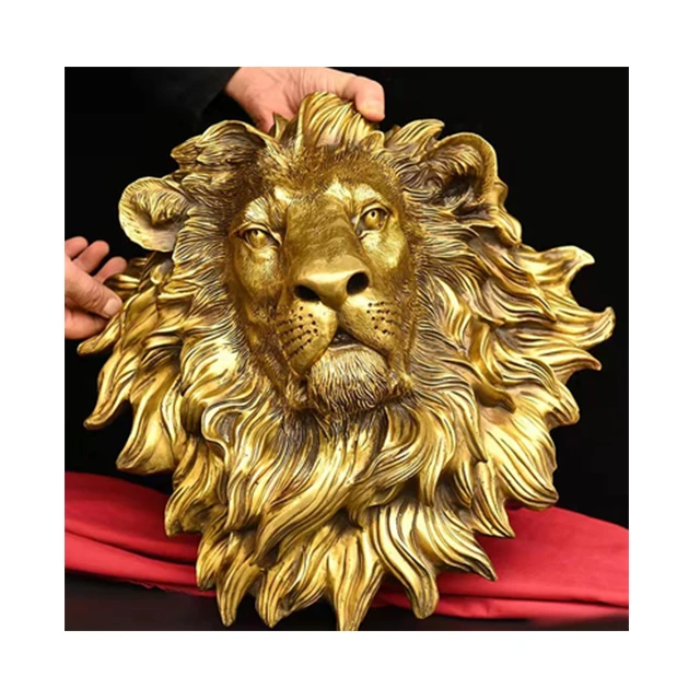 高品質ガーデンブロンズ真鍮壁掛けライオン壁掛け彫刻ライオン