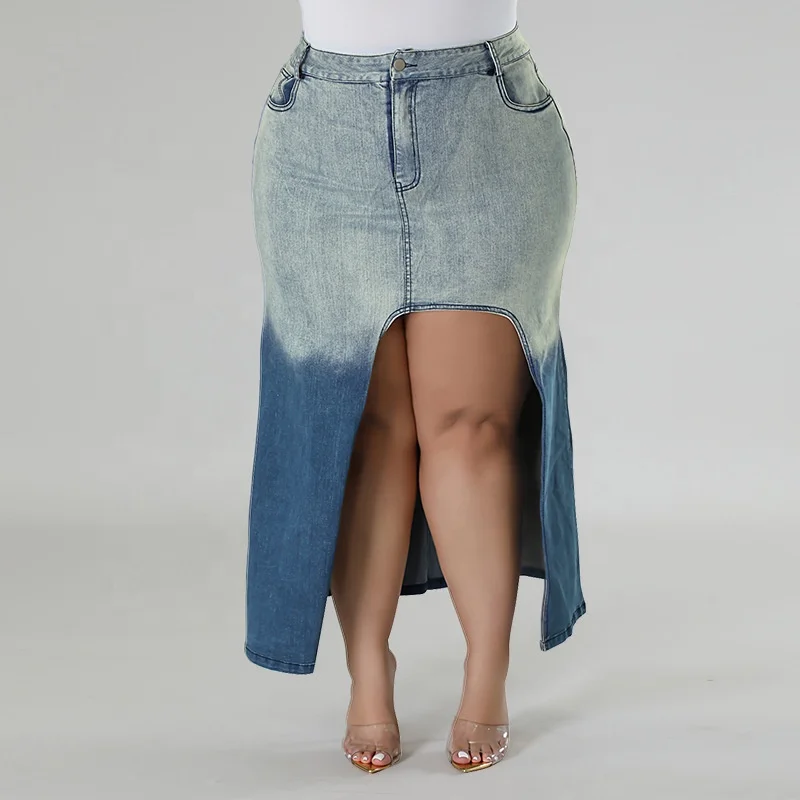 5xl Plus Size Woman Jeans Skirts Wholesale Jeans Skirt Fat Women Long Jeans  Skirt