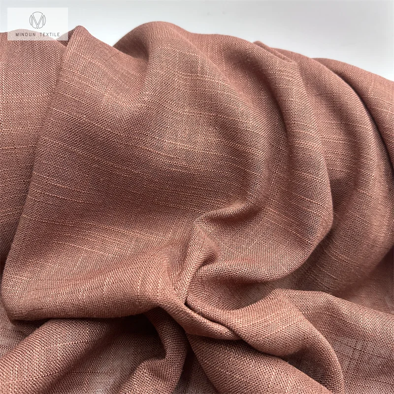 Mindun Wholesale High Quality Viscose Linen Blend Solid Twill Slub Fabric  for Shirt or Men's Clothing