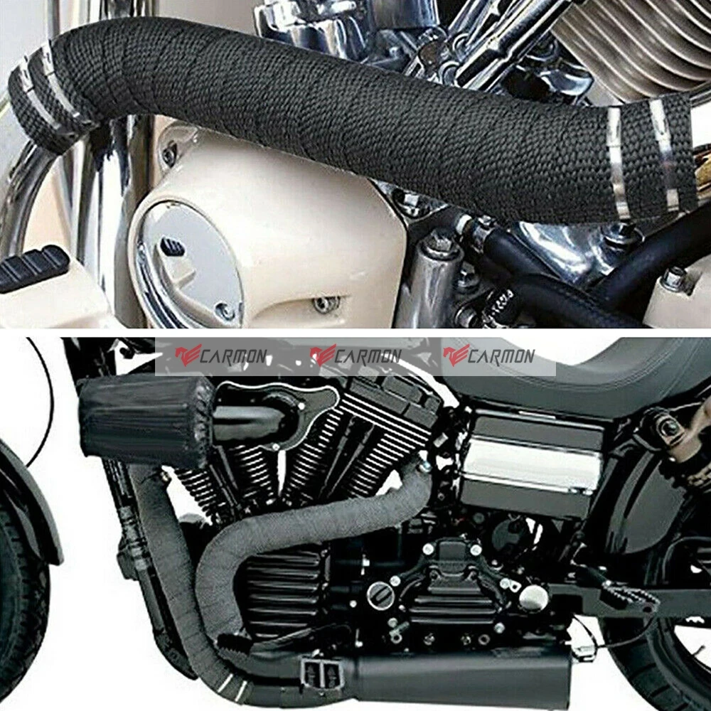 5m 10m 15m Motorcycle Exhaust Heat Wrap Roll Black/titanium With