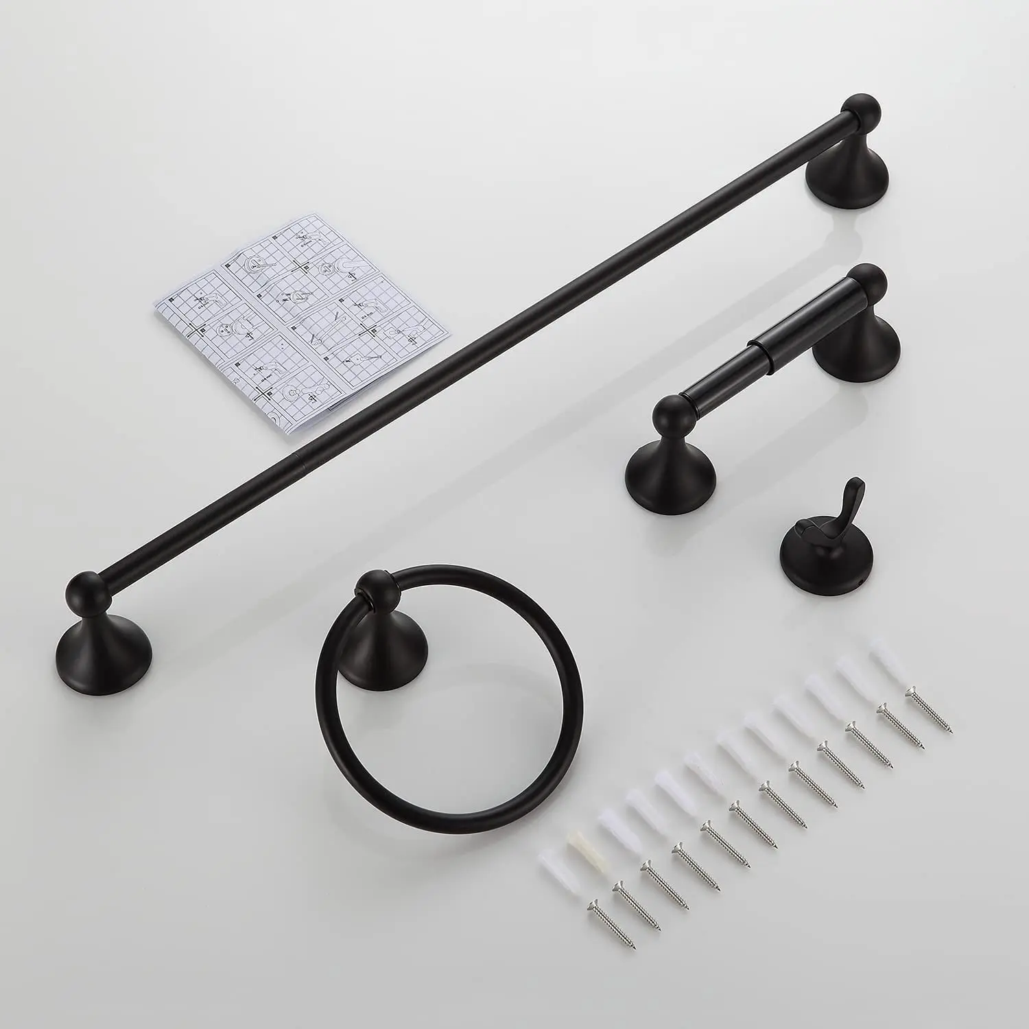 Wall Mounted Black Bath Hardware Set For Shower Room Stainless Steel 4pcs Hotel Ceramic Bathroom