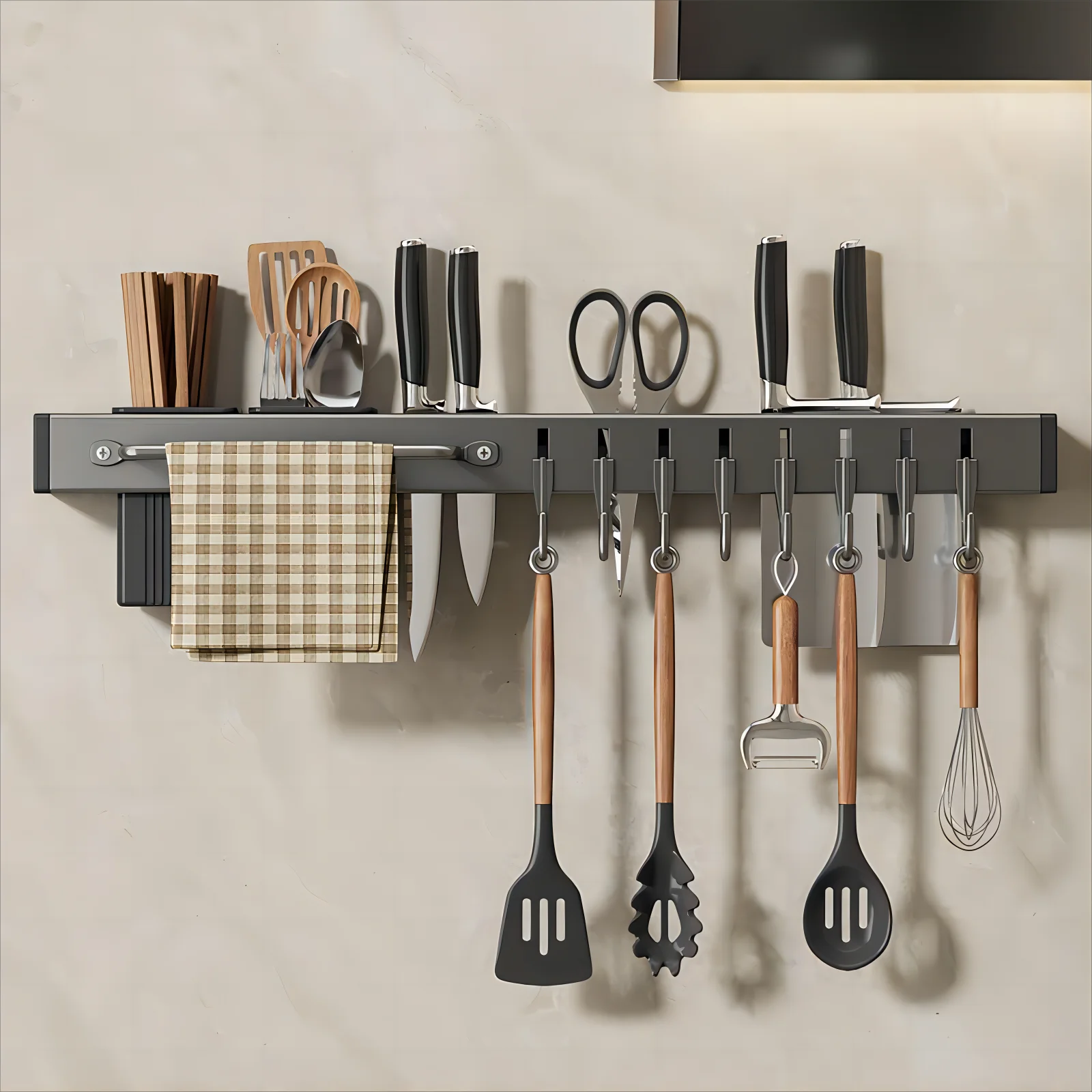 Metal Kitchen Utensils Rack Punchfree Storage Shelf Knives Chopsticks