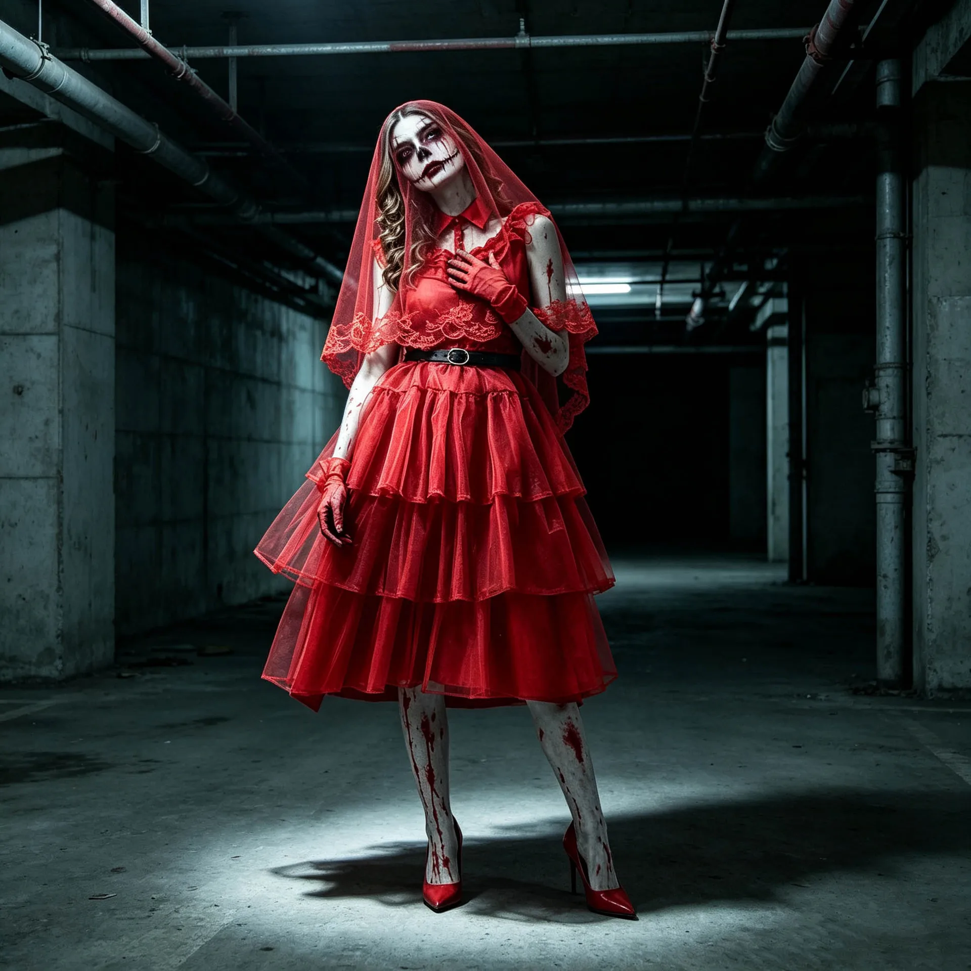 Adult Bloody Bride Gown with Veil