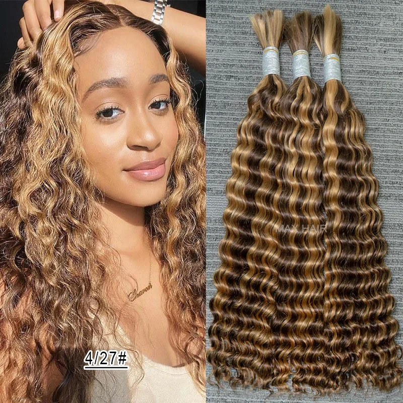 Deep Wave Mass Inimese juuksed punumiseks Extenciones De Cabello Natural Humano Weaving Töötlemata_voghion.com