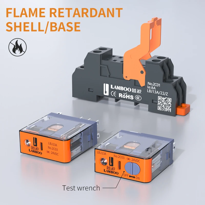LANBOO J13A Series Intermediate Relay Microminiature Relay 5pin 8pin 10A 12A DC12V DC24V AC220V Custom Voltage and test Wrench