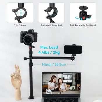 SmallRig Camera Desk Mount Table Stand with Magic Arm and 1/4" Ball Head Adjustable Light Stand for Camera for Ring Light 3992 detail image
