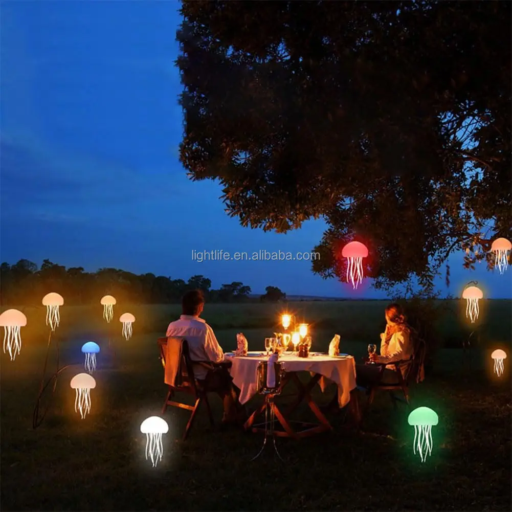 Smart Dancing Jellyfish Lamp Rechargeable RGB Gradient Jellyfish Bedside Lamp Ambient Light Voice Control Jellyfish Night Light