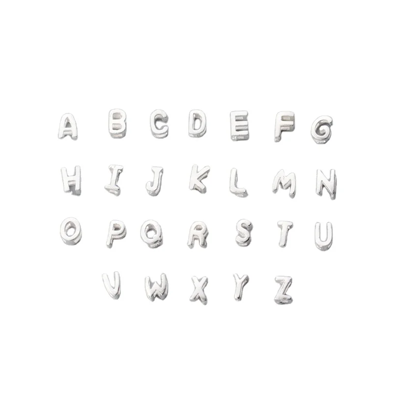 S925 Silver 26 Hollow English Letter Necklace Woven Rope