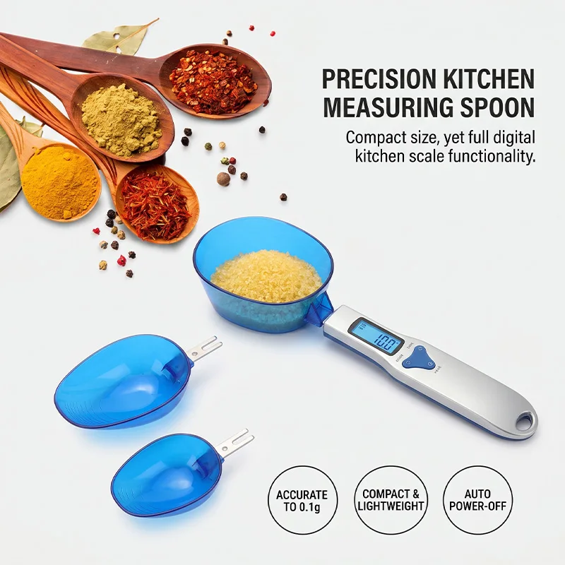 High Precision Electronic Measuring Spoon 0.1g Accurate Kitchen Scale Spoon for Coffee Food Baking Seasoning Weighing Scoop