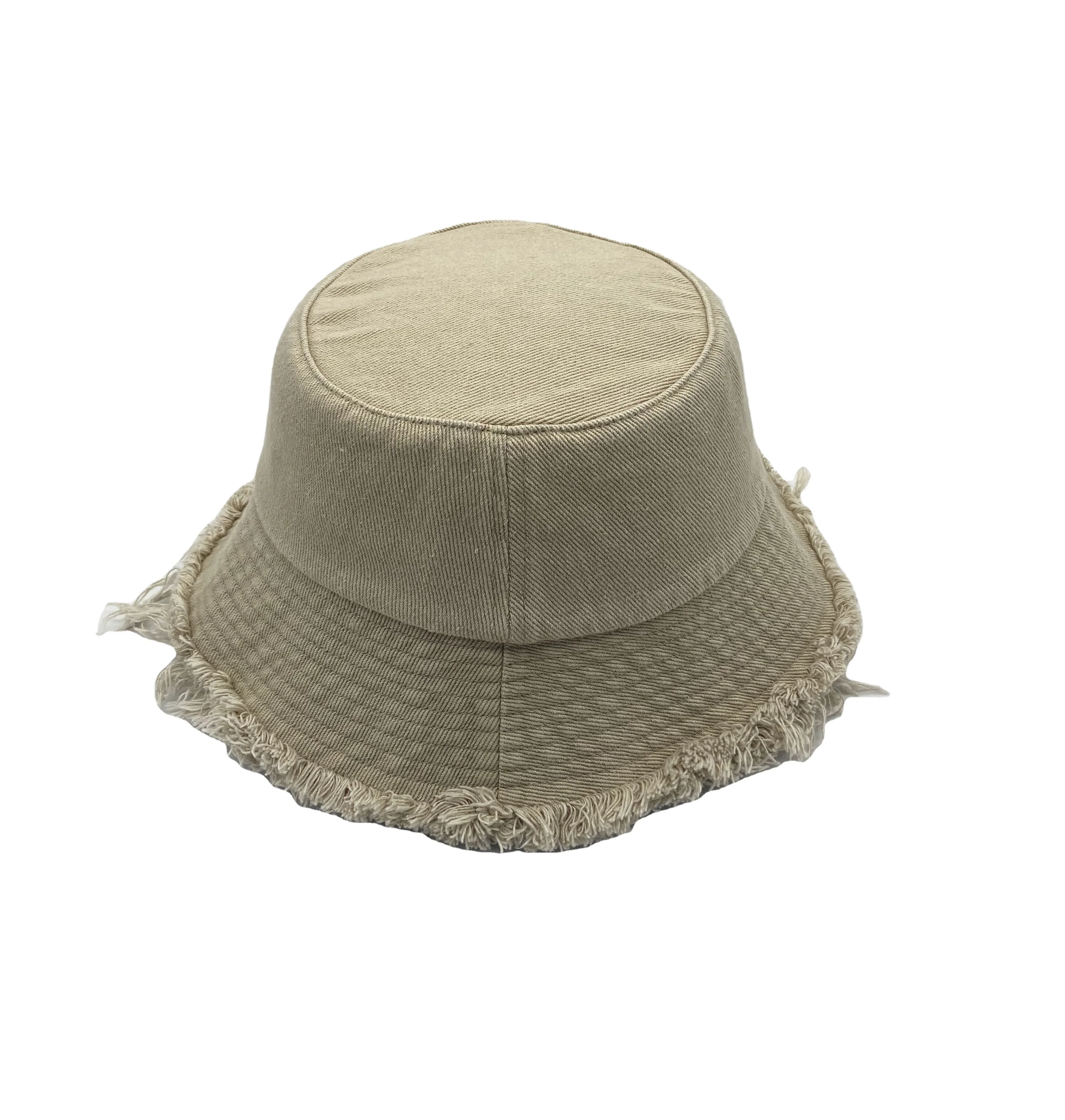 Vintage Washed Distressed Bucket Hat Cotton Packable Unisex Distressed Denim Bucket Hat Ripped Frayed Edge Sun Hat for  main image 3