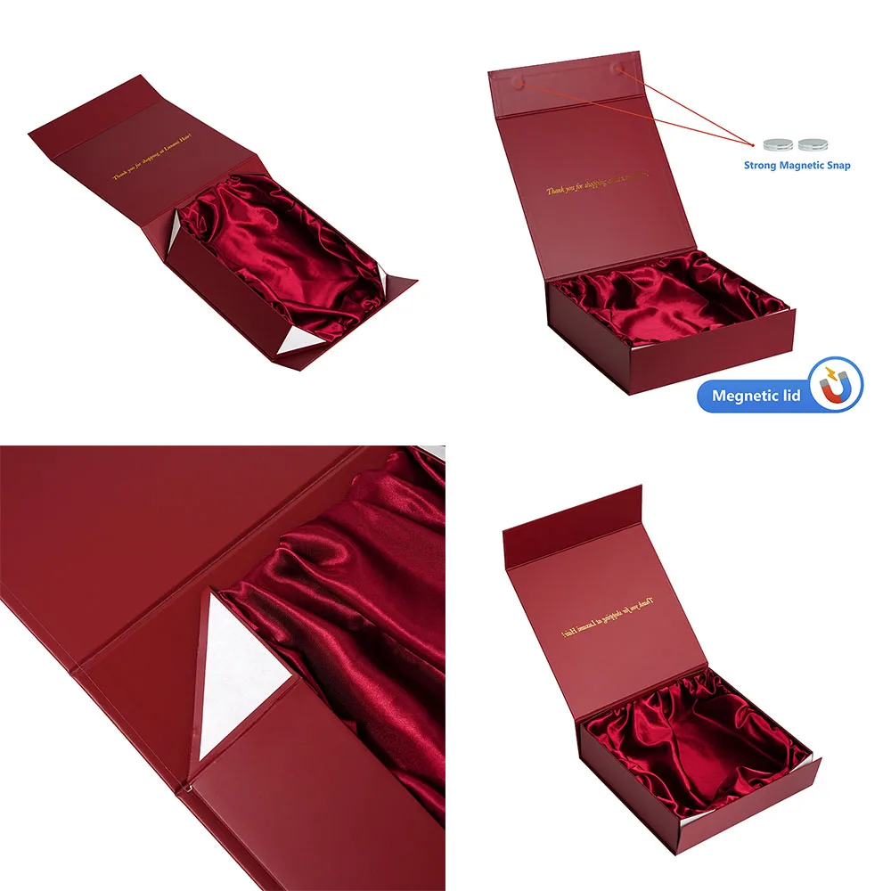 Luxury Folding Wig Packaging Custom logo Magnetic Foldable Gift Paper Hair Extension Packaging Box Wig Box