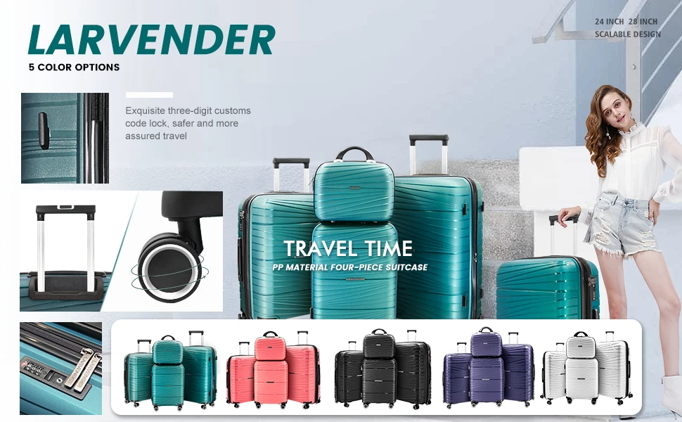 Wholesale Luggage Distributors Hardside Pp Suitcase Sets With Tsa Lock