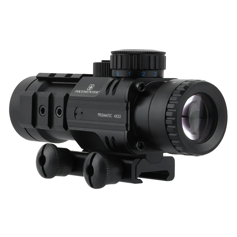 Focuhunter Tactical 4x32 Prism Scope Red Green Blue Illumination Hunting Optics Sight 4x Prism Scopes Hunting Accessories
