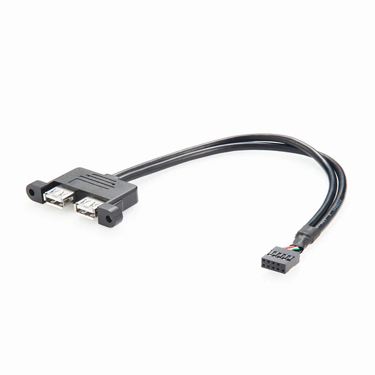 Dual USB Panel Mount to Motherboard 9pin 10pin Cable