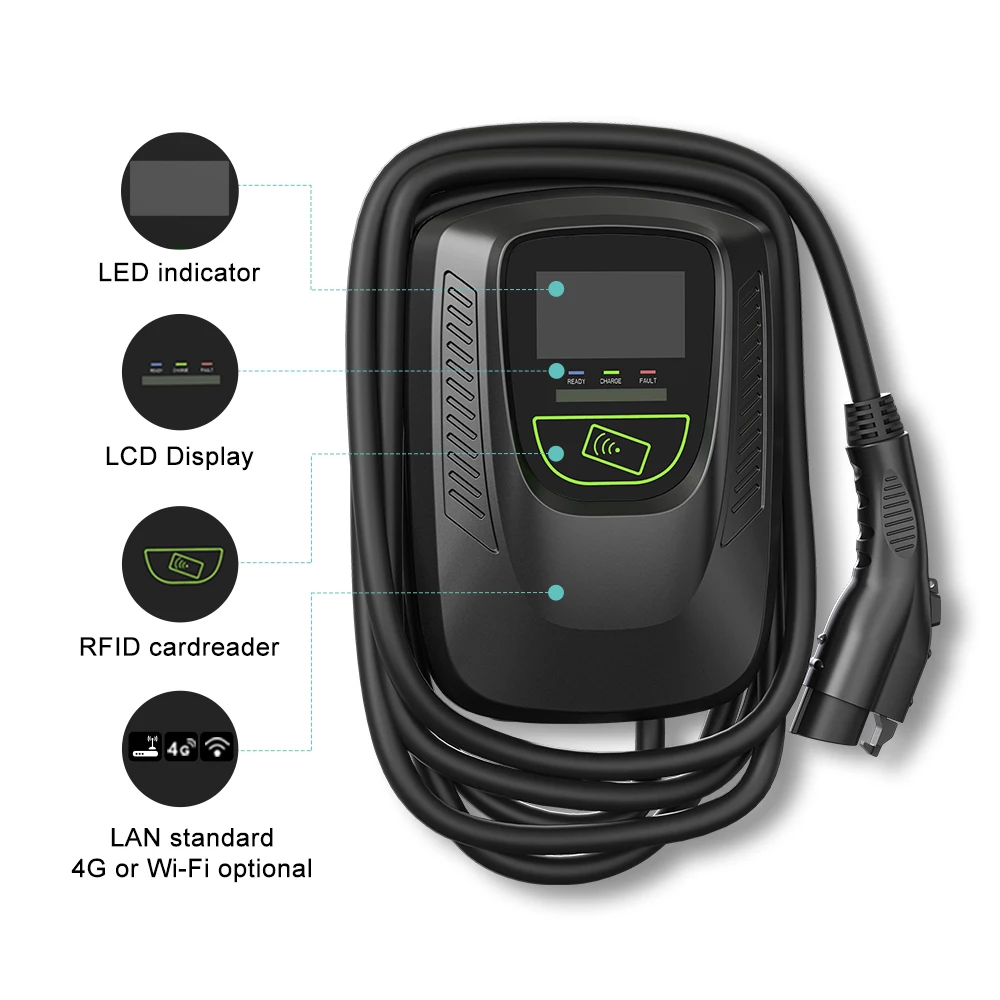 Home Use App Control Portable EV 32A Fast Electric Car AC EV Charger Wall Box Type1 Type2 22kW AC 16A 11kW EV Charging Stations