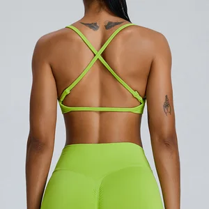 Women's Lightweight Cross-Back Sports Bra Quick-Drying Yoga Vest Fitness Gear Breathable Naked Breathable Shorts for Running