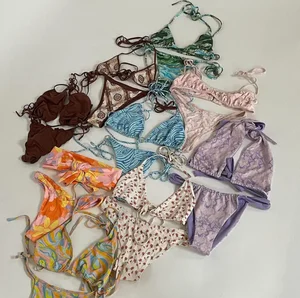 OEM Summer Luxury Swimwear for Women Customized Geometric Bikini Sets with Digital Printing Stretch Beachwear for Bathing