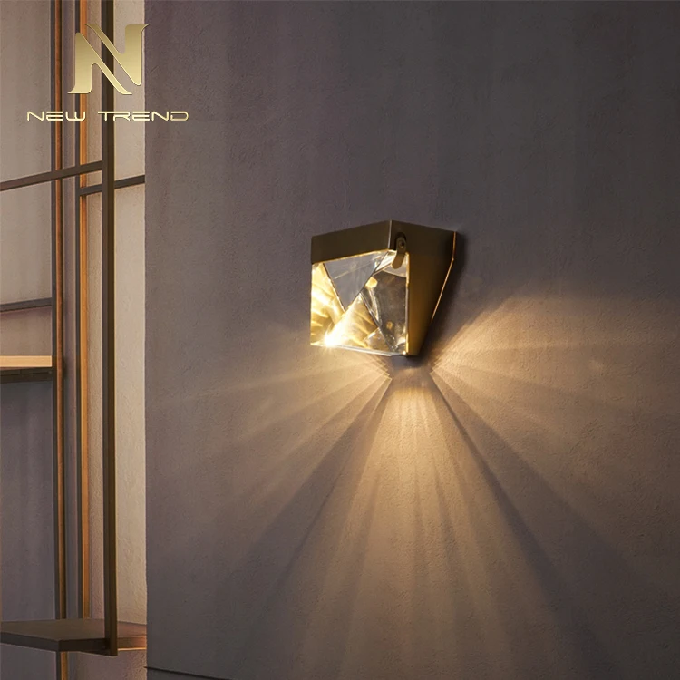 WM0018-1 Minimalist design residential decoration living room bedroom chrome crystal wall lamp