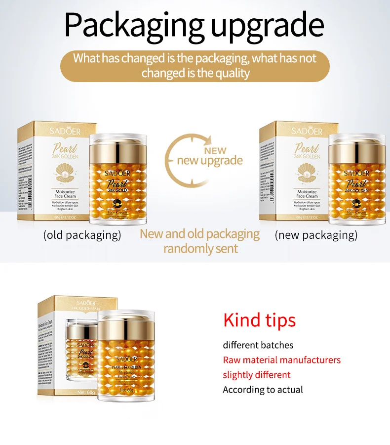 24K Gold Collagen Pearl Cream - SADOER Moisturizing Face Cream