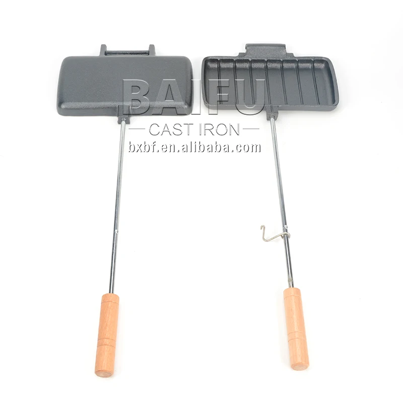 Factory Direct Factory Campfire Cooking Pie Maker Preseasoned Cast Iron Double Pie Iron