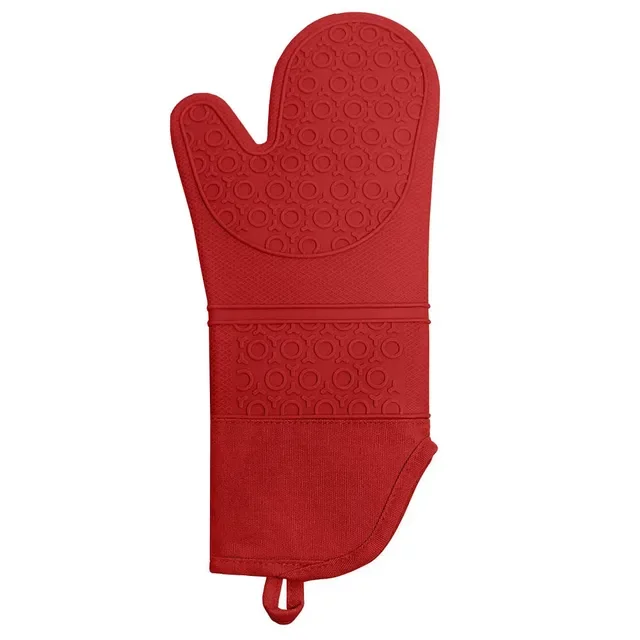 Novelty Kitchen Heat Resistant Double-Layer Customizable BBQ Grill Food Grade Silicone Cotton Dotted Oven Mitts Gloves