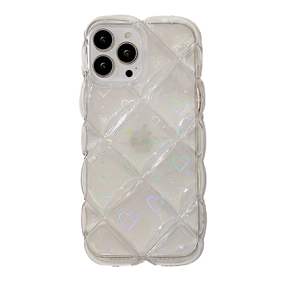 Compatible with iPhone 7 Plus Case, iPhone 8 Plus Case, Clear Laser Glitter  Bling Heart Soft & Flexible TPU and Hard PC Shockproof Cover Women Girls  Heart Pattern Phone Case (Rainbow Heart) 