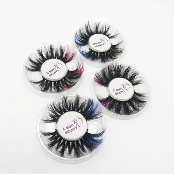 Private Label Real 100% 3D mink 25mm colourful fluffy lashes wholesale eyelashes.Custom LOGO Customized packaging .