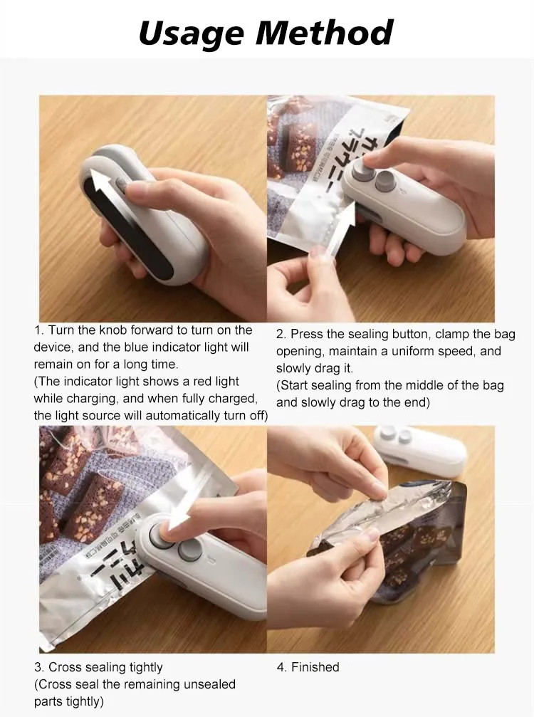 Automatic Mini Vacuum Sealer Machine Portable Plastic Electric Power Source Household Kitchen Food Storage Sealing Clip Bag Type
