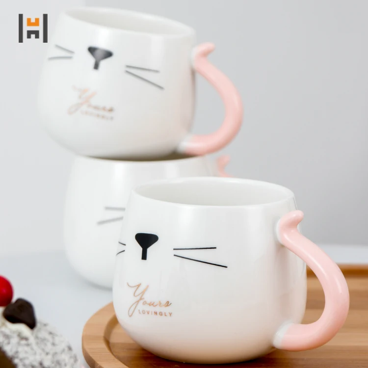 Cute Cat Tea Set 6pcs Porcelain Coffee Tea Set  Ceramic Tea Pot and Cup Set