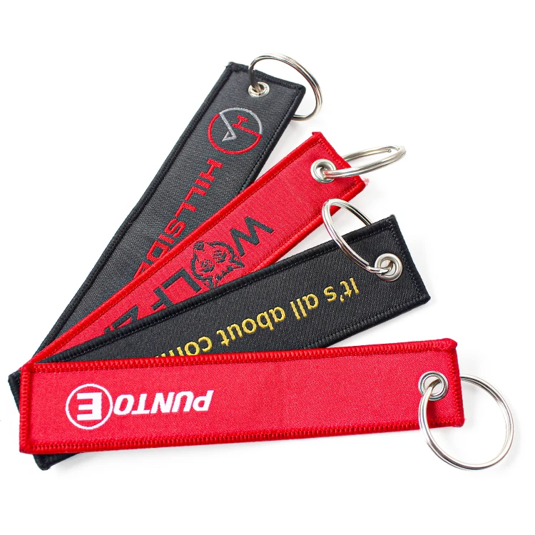 Cheap Fabric Before Flight Key Ring Tag Both Sided logo with Embroidery Keychain Custom