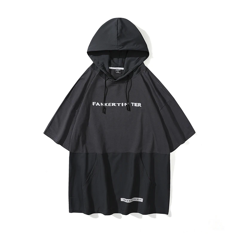 China Factory Men's t Shirt Hooded Short Sleeve t Shirt Free Clothes  Samples Wholesale 3d Tshirt for Men Words Cotton T-shirt