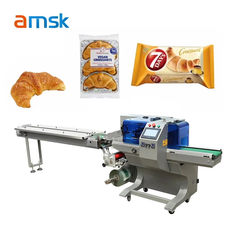 BG-350 Horizontal Pillow Packing Fill Nitrogen Burger Hamburgersliced Toast Pita Croissant Toast Bread Packaging Machine