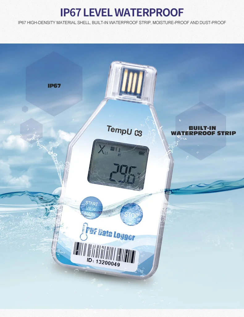 Universal Monitoring Device PDF Thermometer High Accuracy Temp Record USB Temperature Data Logger