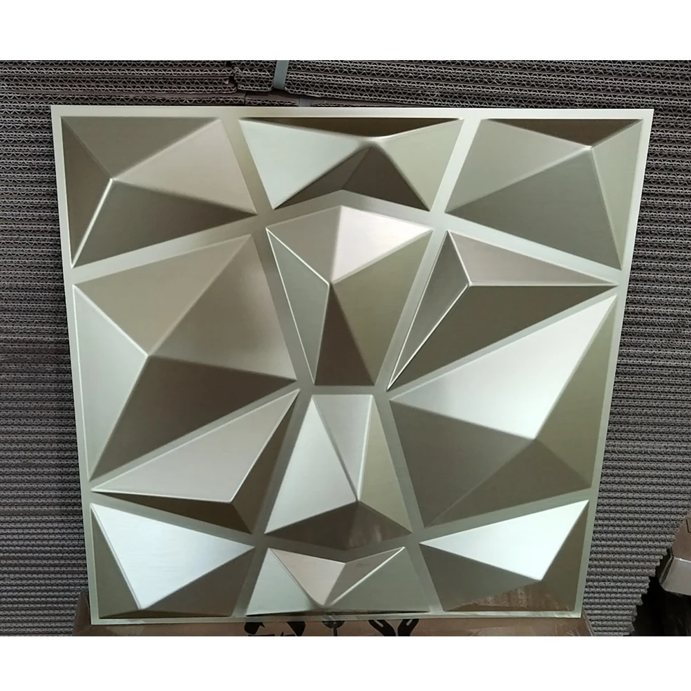 Panneaux Muraux 3D Design Diamant – Champagne Or, Lot De 12, Déco Intérieure Moderne