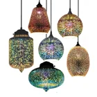 Modern Glass Chandelier 3D Colorful Nordic Starry Sky Ceiling Light Hanging Glass Shade Pendant Lamp Lights